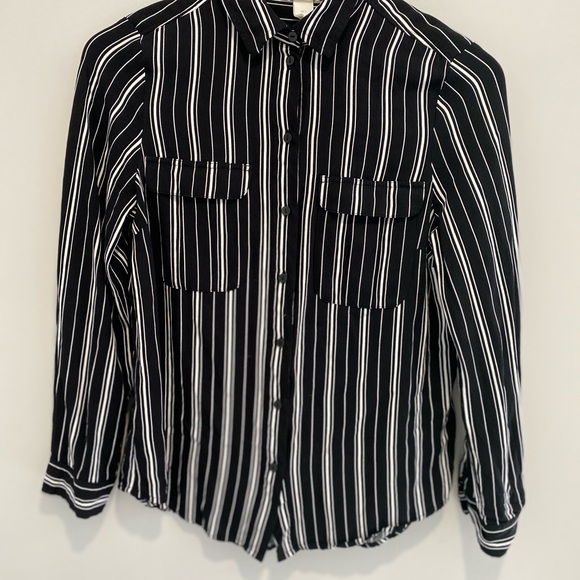 H&M button down black white stripe size 4 - Picture 5 of 7